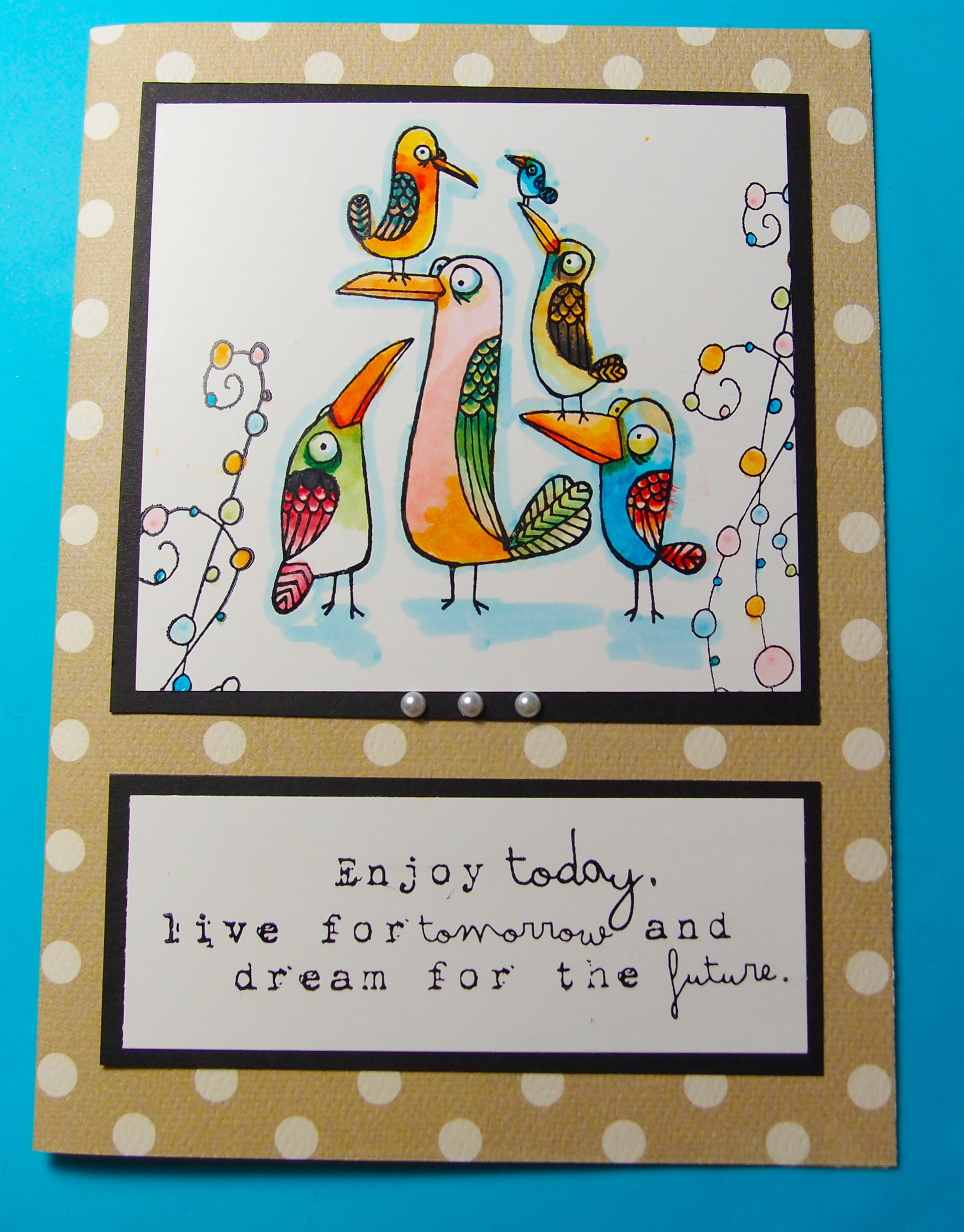 Memento Markers and StazOn to Make a Whimsical Birds Card