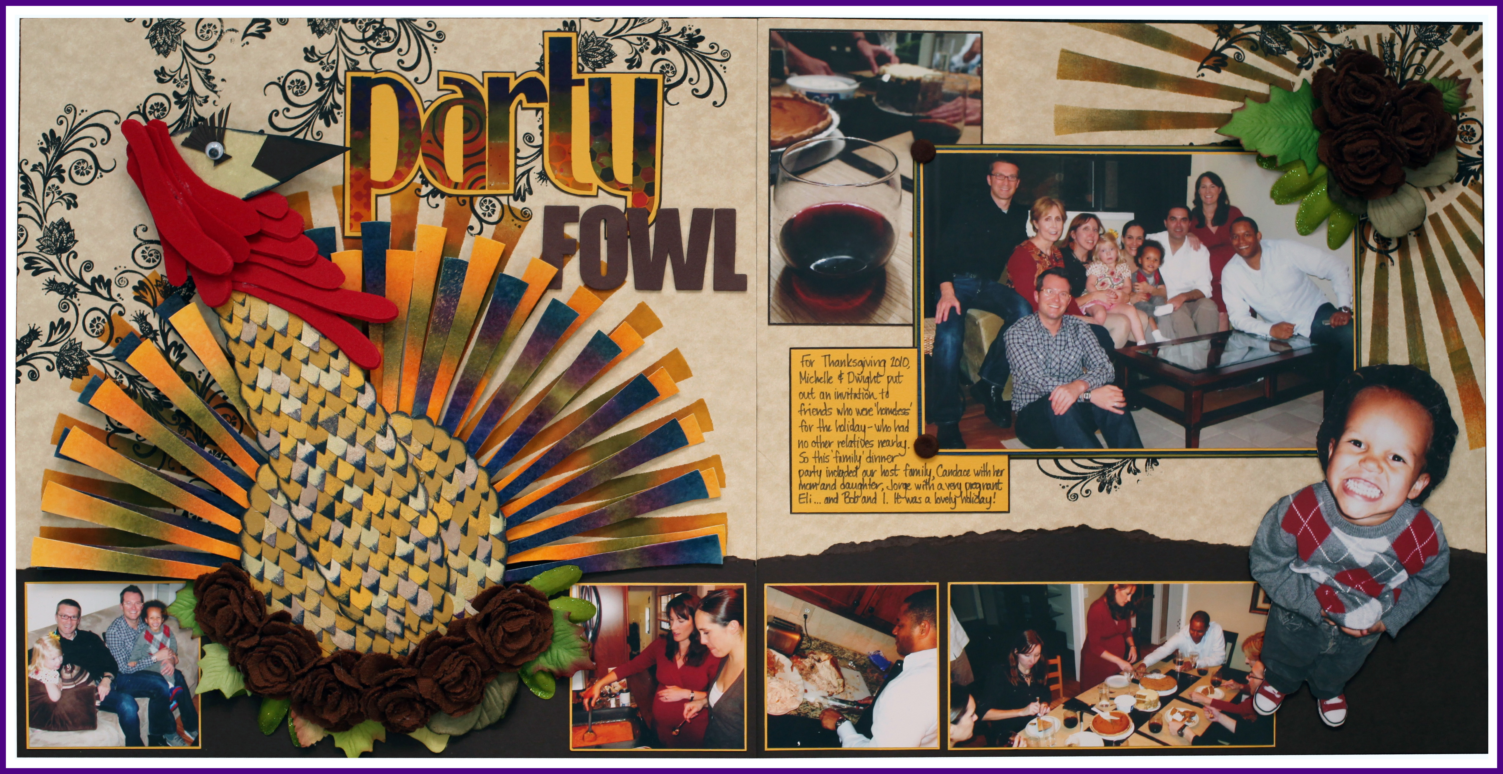 Party Fowl Thanksgiving Scrapbook Layout