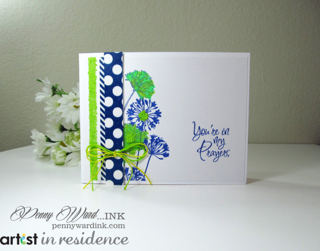 Memento Ink for a Navy and Lime Thinking of You Card