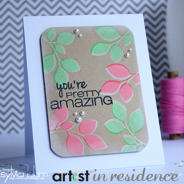 Amazing Neon Pink and Green Card on Kraft Cardstock