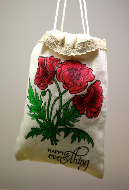 Hand Colored Flower Fabric Gift Bag