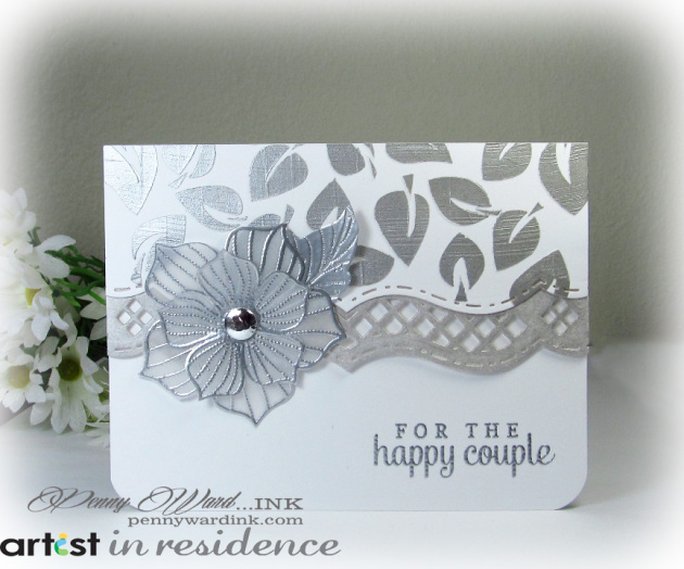 Happy Couple Wedding Card in Silver 