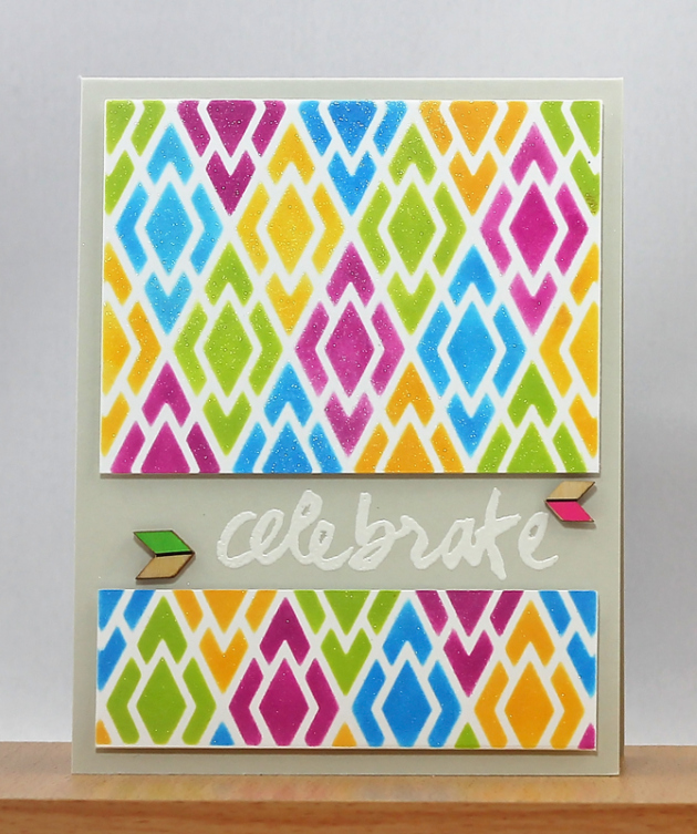 Sponge Daubers to Stencil this Shimmering Celebration Card