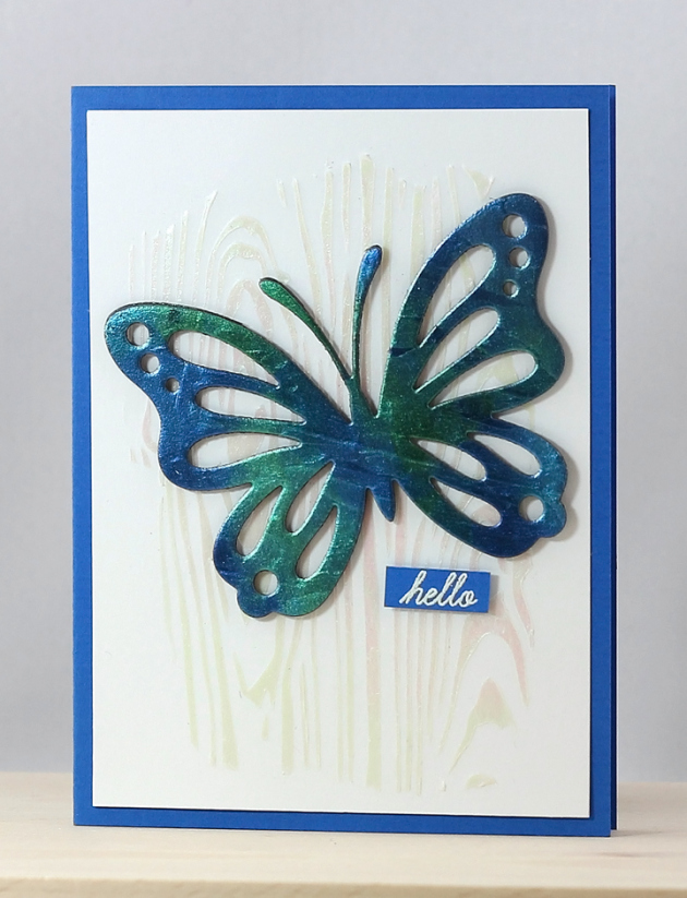 Iridescent Butterfly Hello Card with Creative Medium