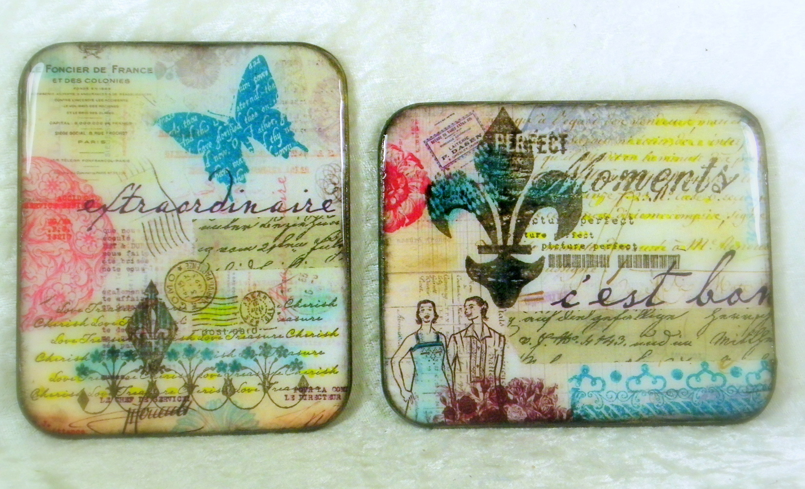 Upcycled Coasters with Memento Dye Ink and Resin