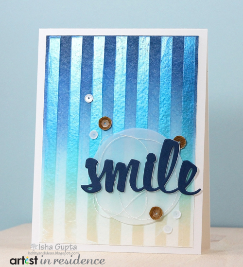 A Masculine SMILE Card with Iridescent Blue Creative Medium