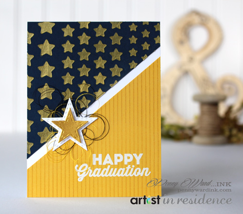 Creative Medium in Gold for a Happy Graduation Card