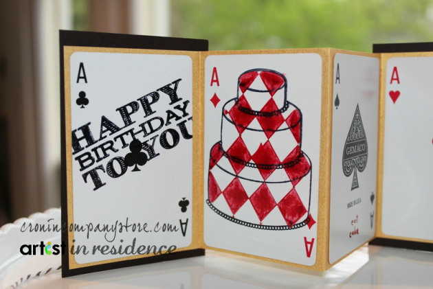 StazOn Ink for a Playing Card Themed Birthday Card