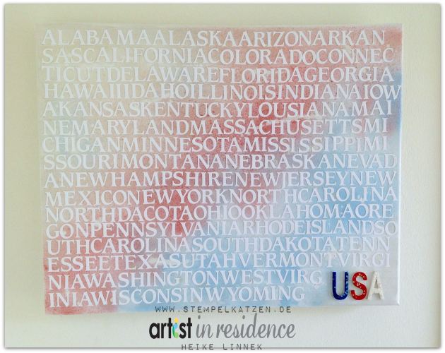 50 States on Canvas Using Letter Die Cuts