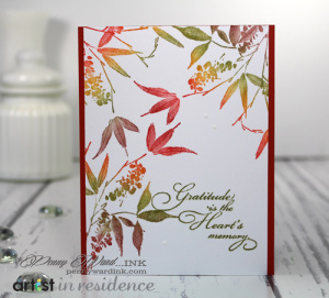 Sending thank you cards this time of year requires a palette of beautiful colors and this Easy Peasy Mr. Sneezy card can be completed in just a few minutes using a Kaleidacolor ink pad.