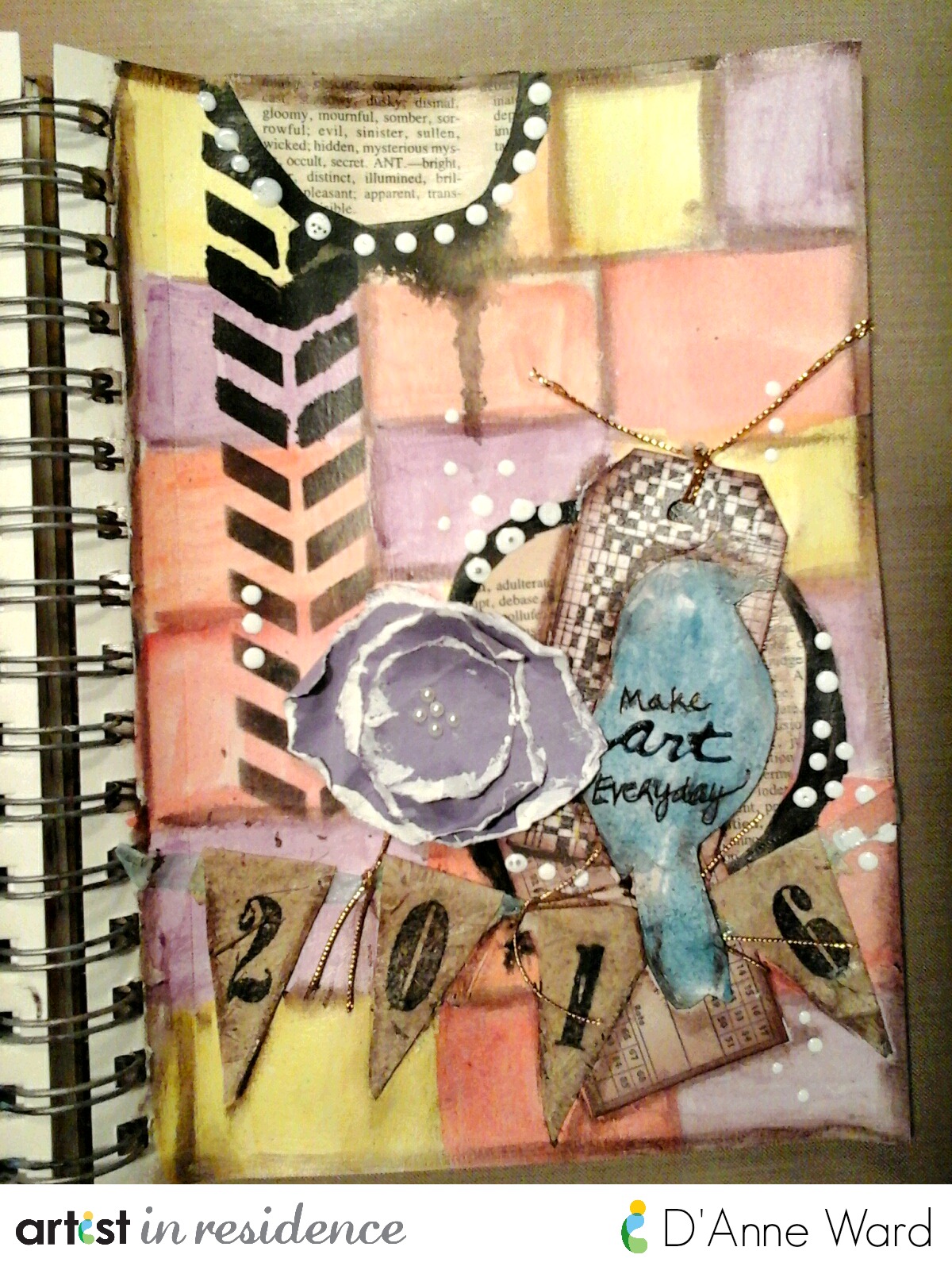 StazOn Ink for a Make Art Everyday Mixed Media Page
