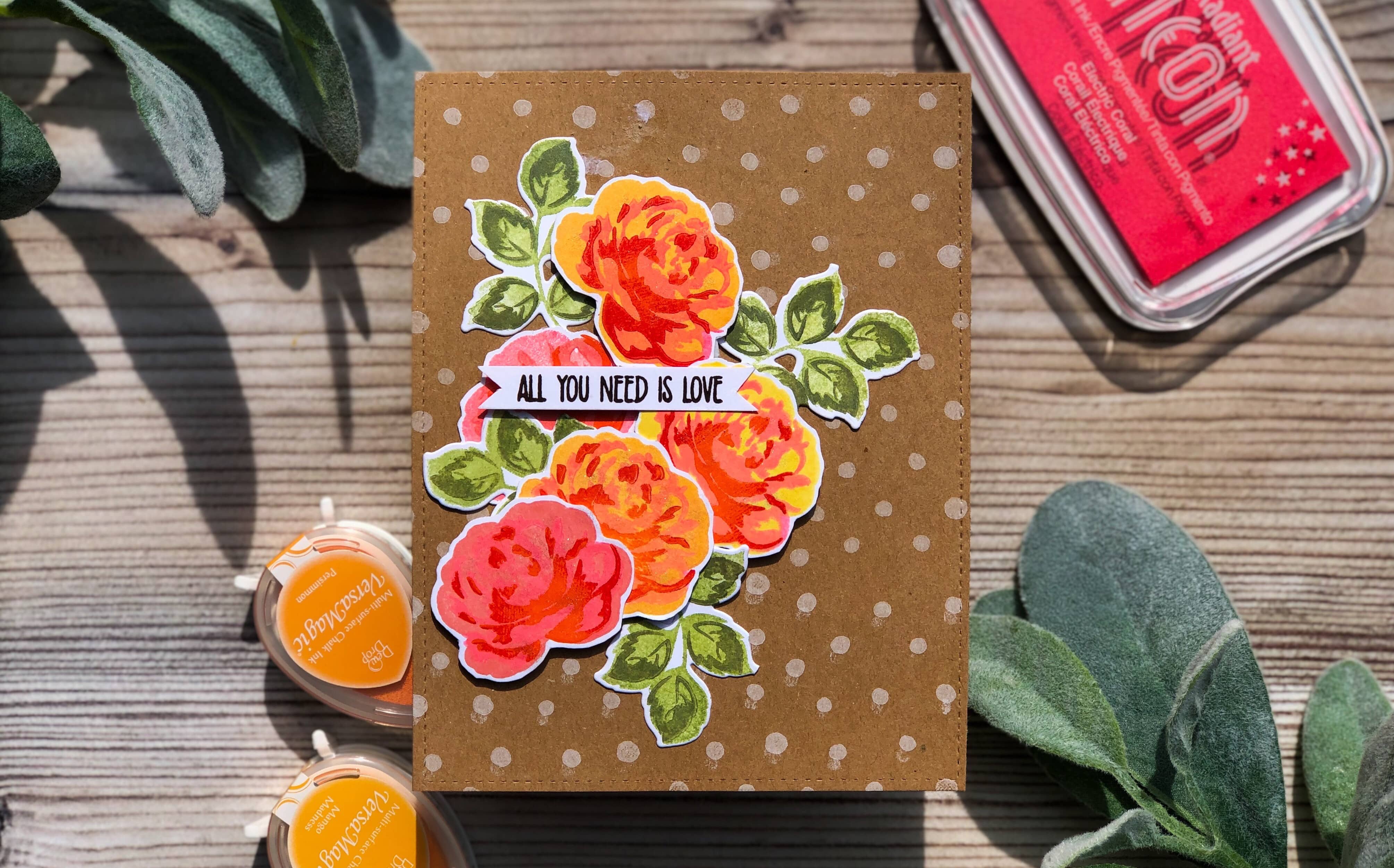 Radiant Neon Ink for Layered Roses Card