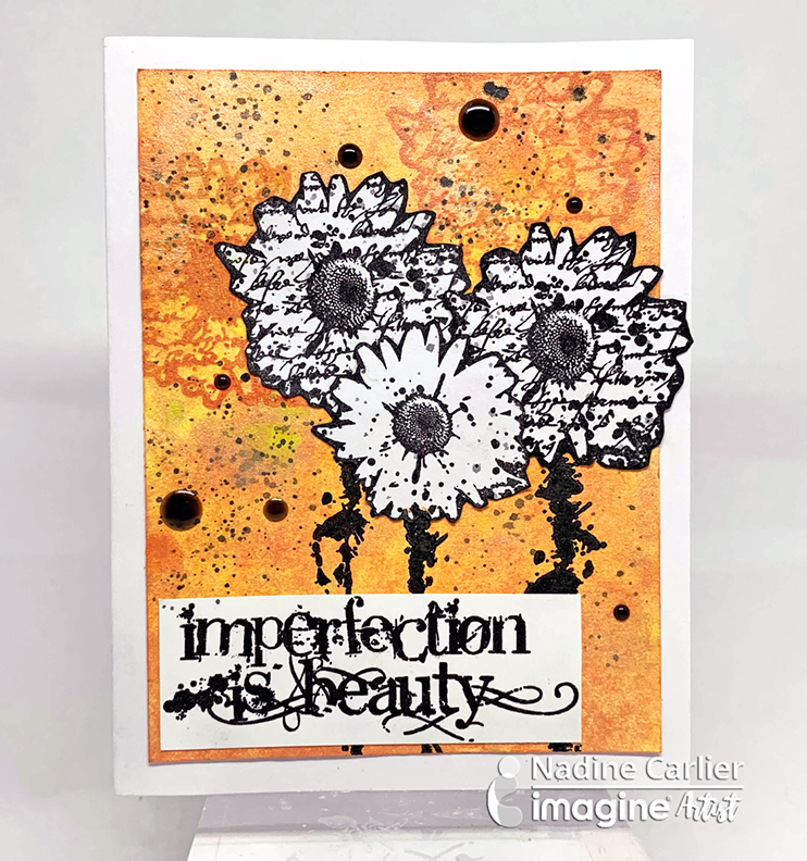 Handmade orange card made using mixed media and Brilliance Inks.