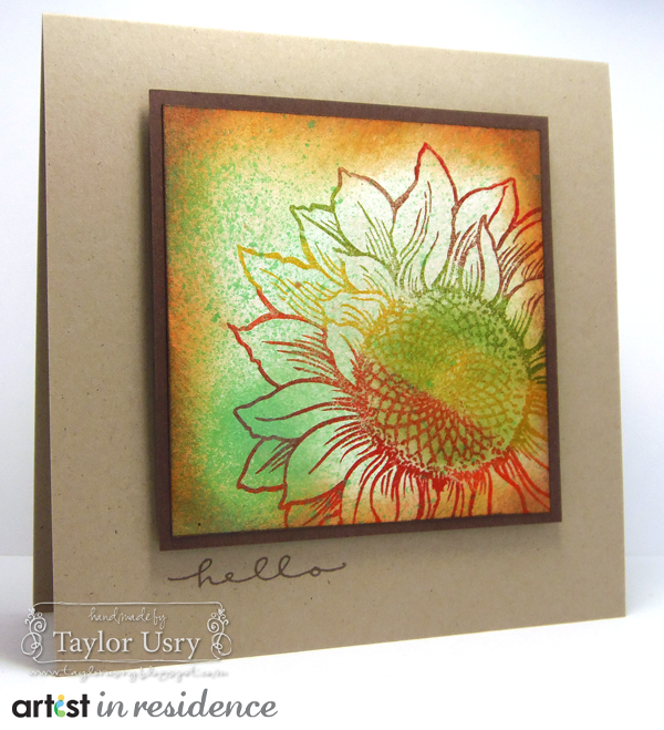 Fireworks Shimmery Craft Spray for a Sunflower Fall Colors Card