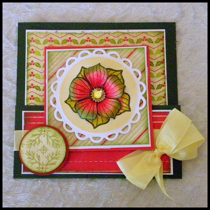 Floral themed handmade christmas card.